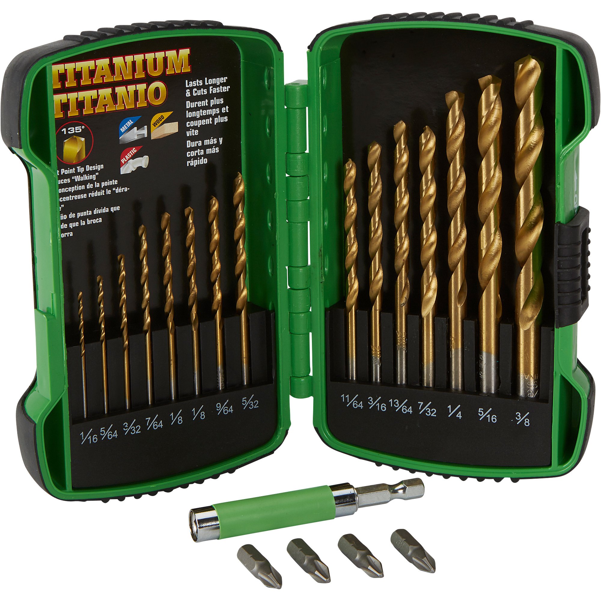Kawasaki 16-Pc. Titanium Drill Bit Set — Model# 840233